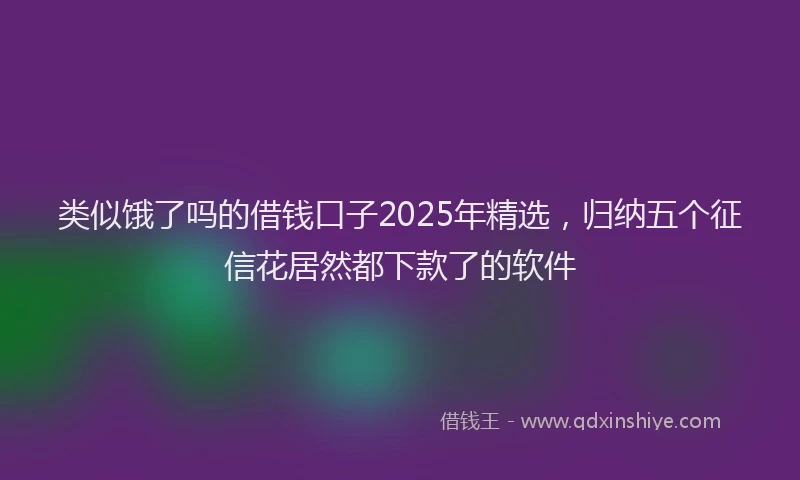 类似饿了吗的借钱口子2025年精选，归纳五个征信花居然都下款了的软件