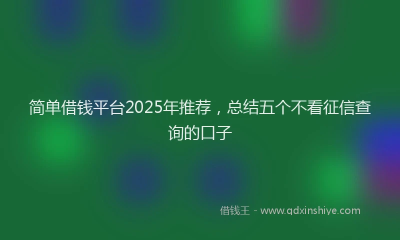 简单借钱平台2025年推荐，总结五个不看征信查询的口子