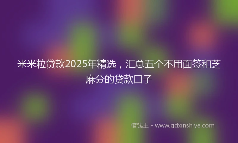 米米粒贷款2025年精选，汇总五个不用面签和芝麻分的贷款口子