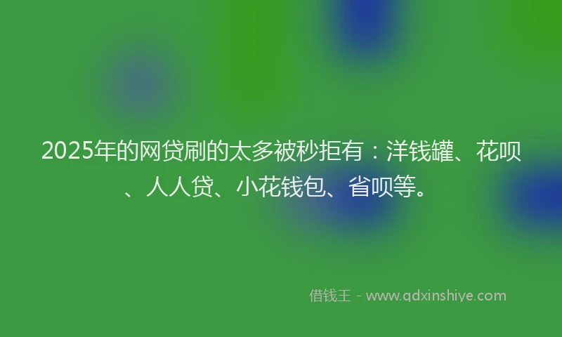 2025年的网贷刷的太多被秒拒有：洋钱罐、花呗、人人贷、小花钱包、省呗等。