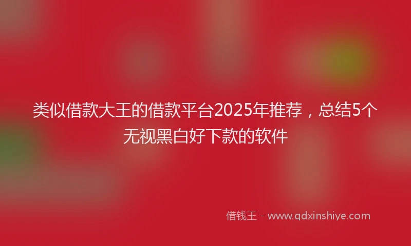 类似借款大王的借款平台2025年推荐，总结5个无视黑白好下款的软件