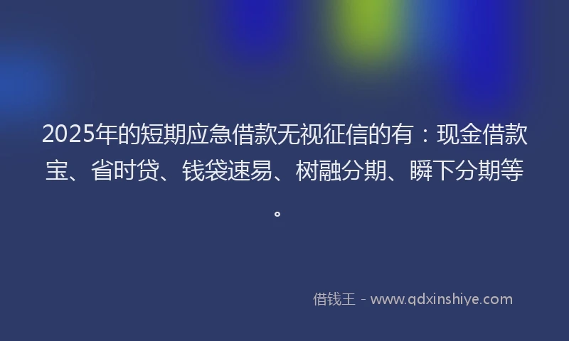 2025年的短期应急借款无视征信的有：现金借款宝、省时贷、钱袋速易、树融分期、瞬下分期等。