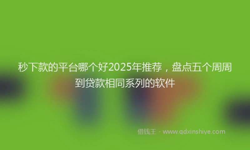 秒下款的平台哪个好2025年推荐，盘点五个周周到贷款相同系列的软件