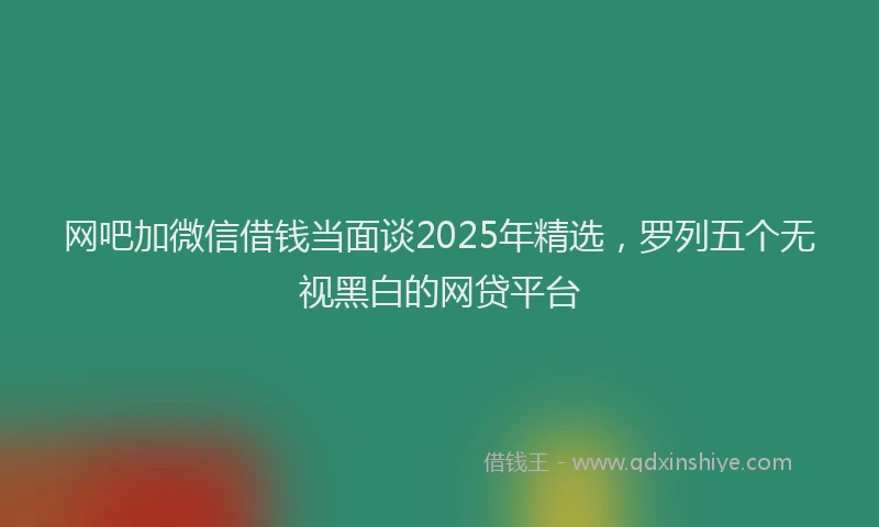 网吧加微信借钱当面谈2025年精选，罗列五个无视黑白的网贷平台