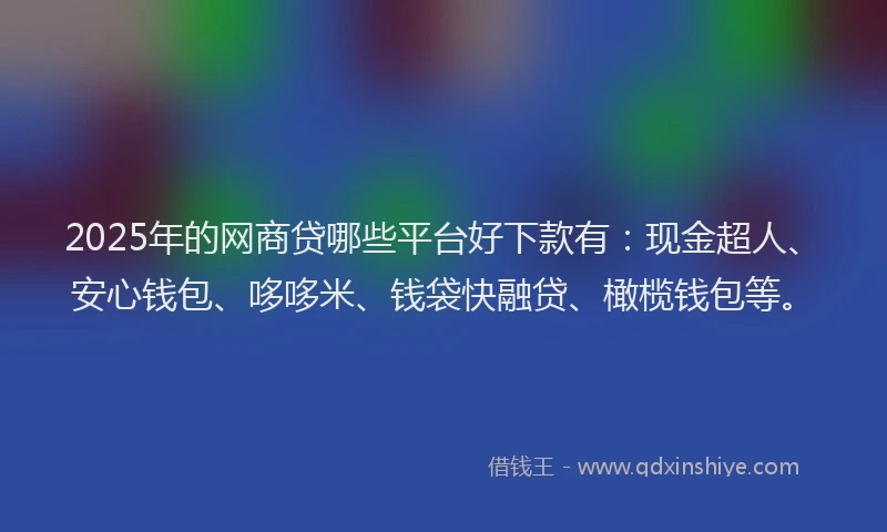 2025年的网商贷哪些平台好下款有：现金超人、安心钱包、哆哆米、钱袋快融贷、橄榄钱包等。