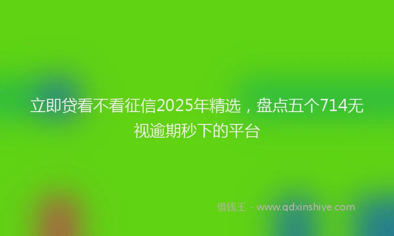 立即贷看不看征信2025年精选，盘点五个714无视逾期秒下的平台