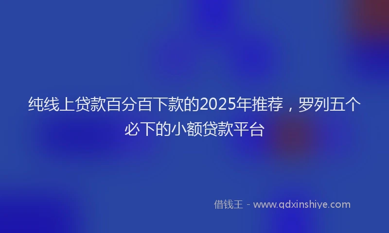 纯线上贷款百分百下款的2025年推荐，罗列五个必下的小额贷款平台