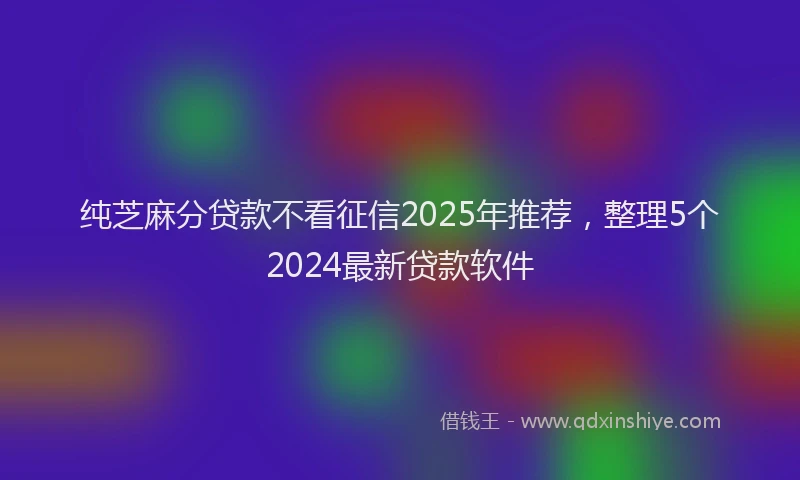 纯芝麻分贷款不看征信2025年推荐，整理5个2024最新贷款软件