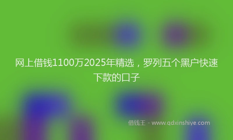 网上借钱1100万2025年精选，罗列五个黑户快速下款的口子
