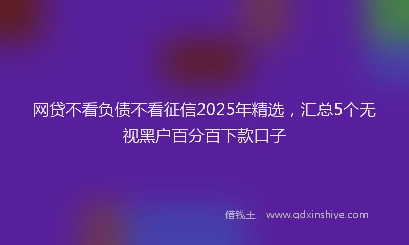 网贷不看负债不看征信2025年精选，汇总5个无视黑户百分百下款口子