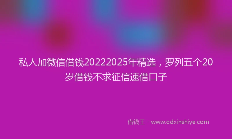 私人加微信借钱20222025年精选，罗列五个20岁借钱不求征信速借口子