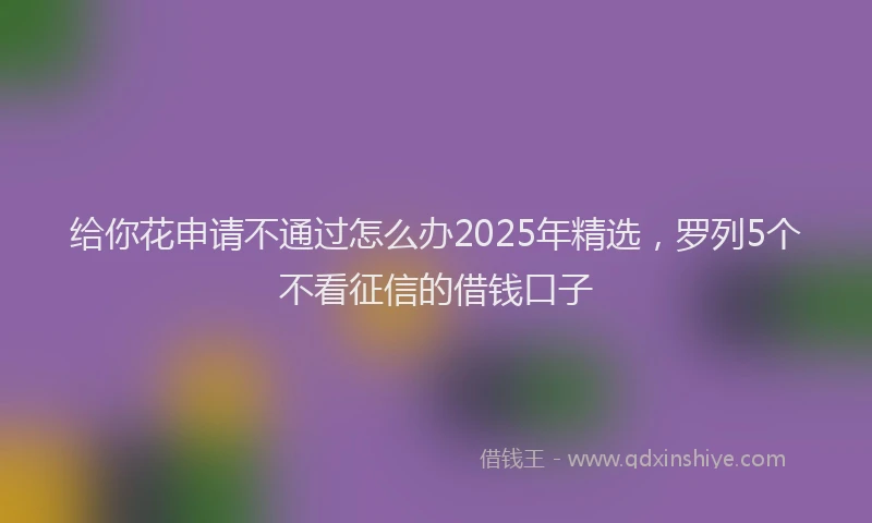 给你花申请不通过怎么办2025年精选，罗列5个不看征信的借钱口子