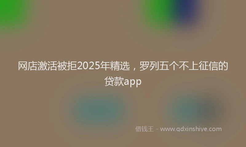 网店激活被拒2025年精选，罗列五个不上征信的贷款app