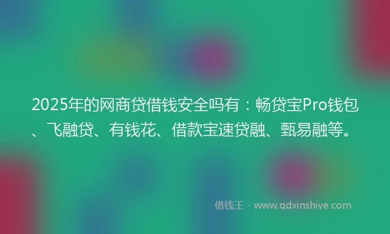 2025年的网商贷借钱安全吗有：畅贷宝Pro钱包、飞融贷、有钱花、借款宝速贷融、甄易融等。
