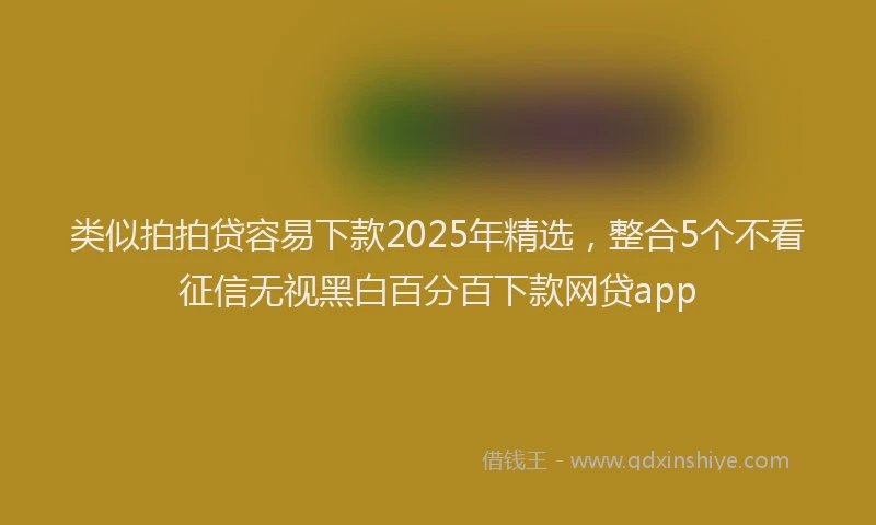 类似拍拍贷容易下款2025年精选，整合5个不看征信无视黑白百分百下款网贷app