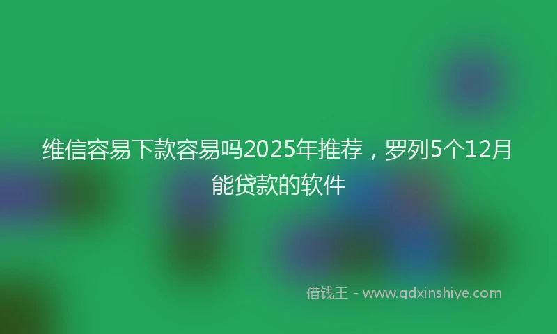 维信容易下款容易吗2025年推荐，罗列5个12月能贷款的软件