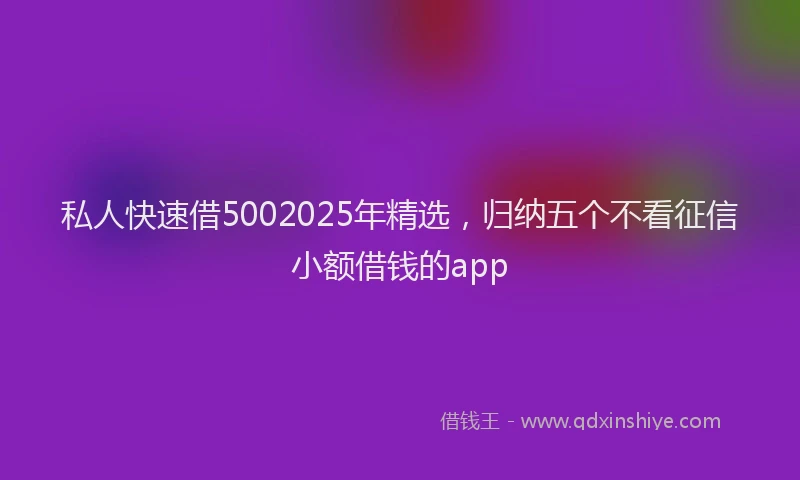 私人快速借5002025年精选，归纳五个不看征信小额借钱的app