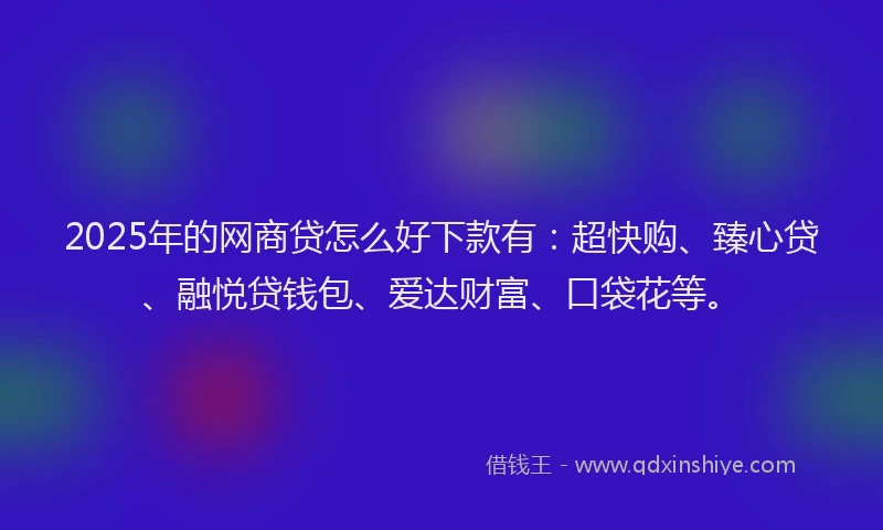 2025年的网商贷怎么好下款有：超快购、臻心贷、融悦贷钱包、爱达财富、口袋花等。