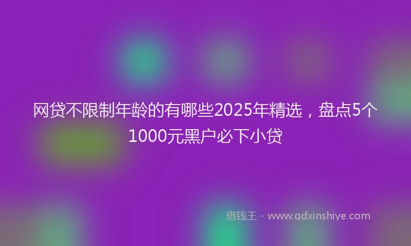 网贷不限制年龄的有哪些2025年精选，盘点5个1000元黑户必下小贷