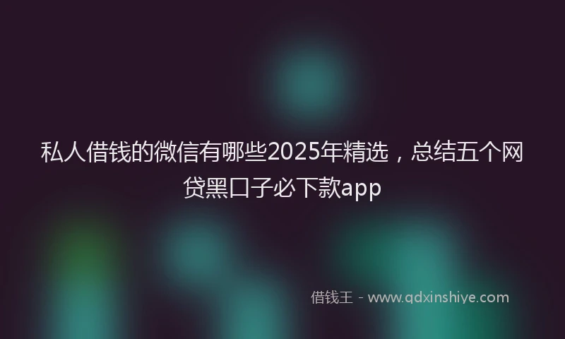 私人借钱的微信有哪些2025年精选，总结五个网贷黑口子必下款app