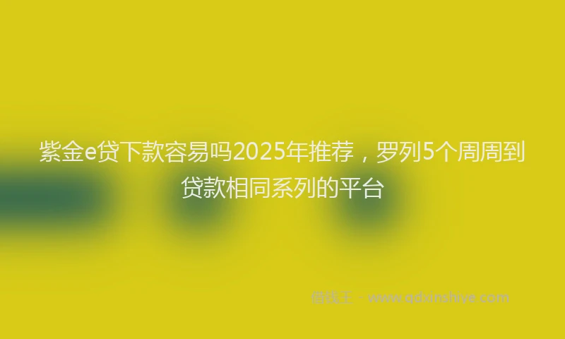 紫金e贷下款容易吗2025年推荐，罗列5个周周到贷款相同系列的平台
