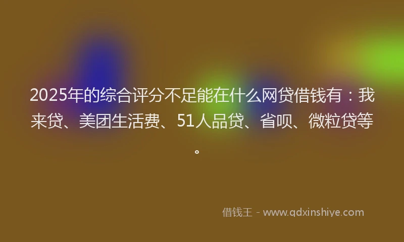 2025年的综合评分不足能在什么网贷借钱有：我来贷、美团生活费、51人品贷、省呗、微粒贷等。