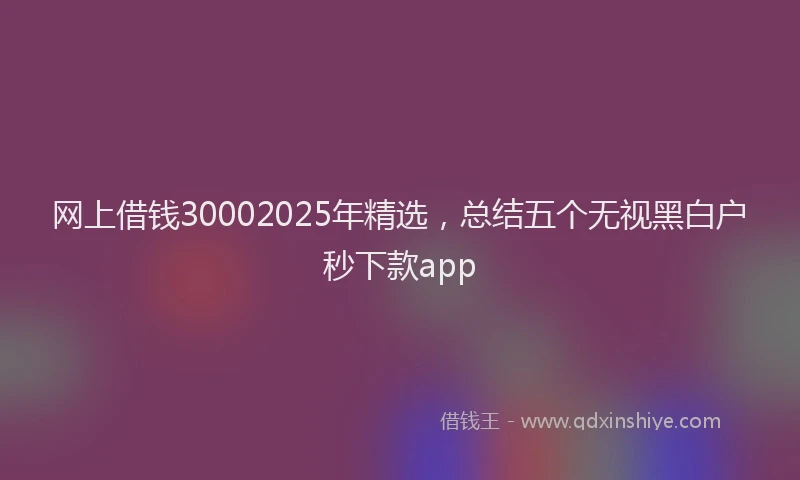 网上借钱30002025年精选，总结五个无视黑白户秒下款app