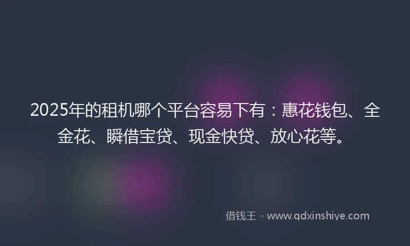 2025年的租机哪个平台容易下有：惠花钱包、全金花、瞬借宝贷、现金快贷、放心花等。