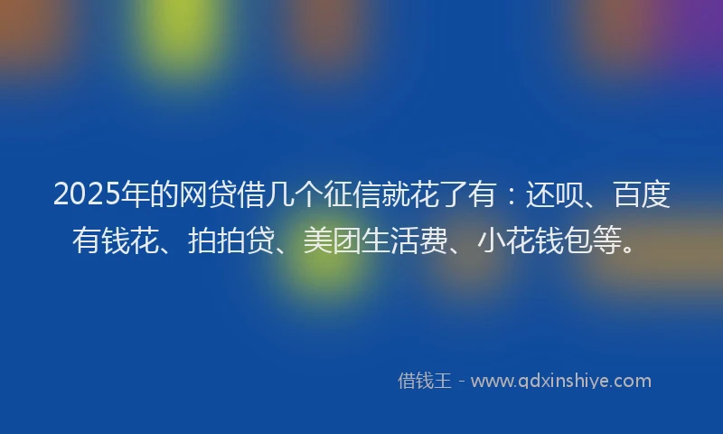 2025年的网贷借几个征信就花了有：还呗、百度有钱花、拍拍贷、美团生活费、小花钱包等。