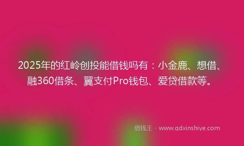 2025年的红岭创投能借钱吗有：小金鹿、想借、融360借条、翼支付Pro钱包、爱贷借款等。