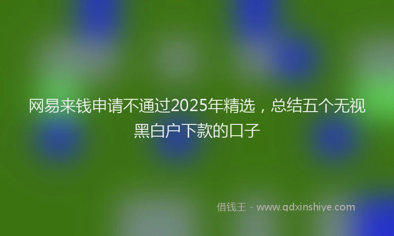 网易来钱申请不通过2025年精选，总结五个无视黑白户下款的口子