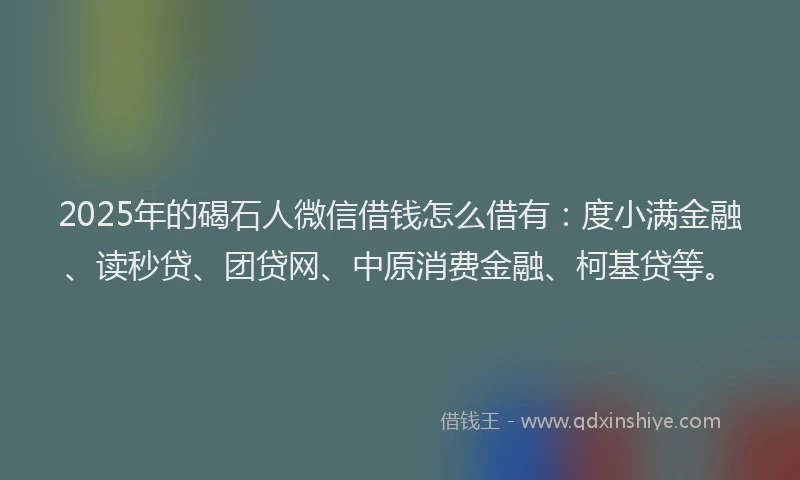 2025年的碣石人微信借钱怎么借有：度小满金融、读秒贷、团贷网、中原消费金融、柯基贷等。
