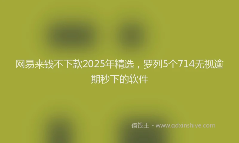 网易来钱不下款2025年精选，罗列5个714无视逾期秒下的软件