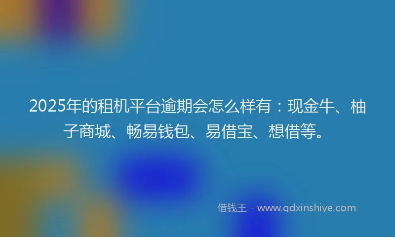 2025年的租机平台逾期会怎么样有：现金牛、柚子商城、畅易钱包、易借宝、想借等。