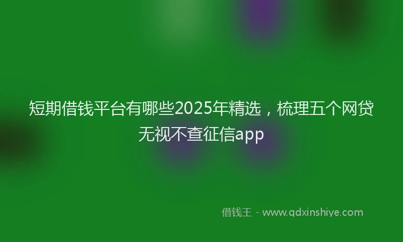 短期借钱平台有哪些2025年精选，梳理五个网贷无视不查征信app