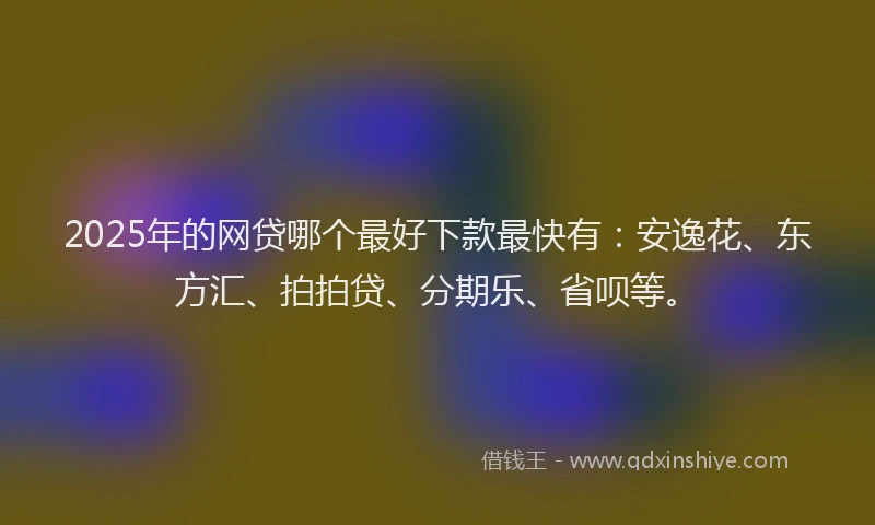 2025年的网贷哪个最好下款最快有：安逸花、东方汇、拍拍贷、分期乐、省呗等。