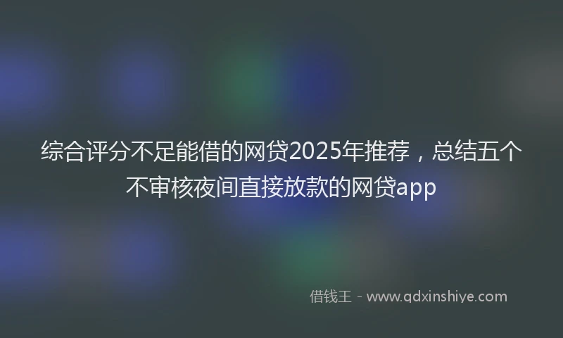 综合评分不足能借的网贷2025年推荐，总结五个不审核夜间直接放款的网贷app