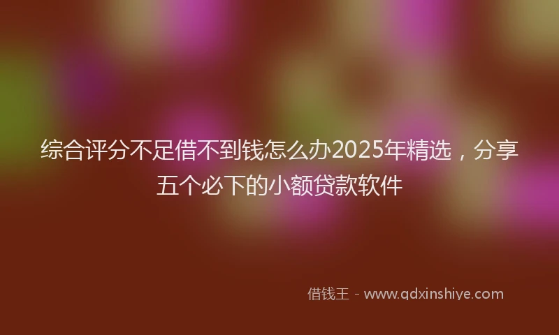 综合评分不足借不到钱怎么办2025年精选，分享五个必下的小额贷款软件