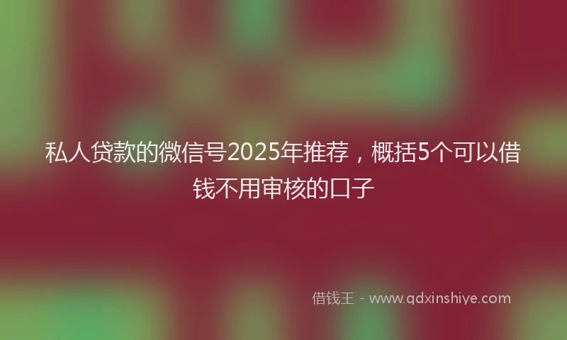 私人贷款的微信号2025年推荐，概括5个可以借钱不用审核的口子