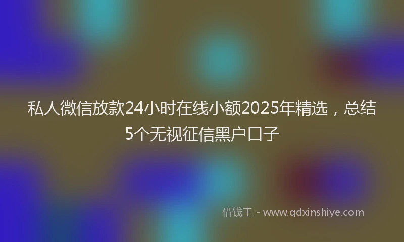 私人微信放款24小时在线小额2025年精选，总结5个无视征信黑户口子