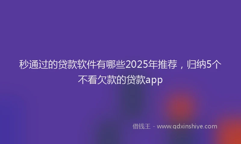 秒通过的贷款软件有哪些2025年推荐，归纳5个不看欠款的贷款app