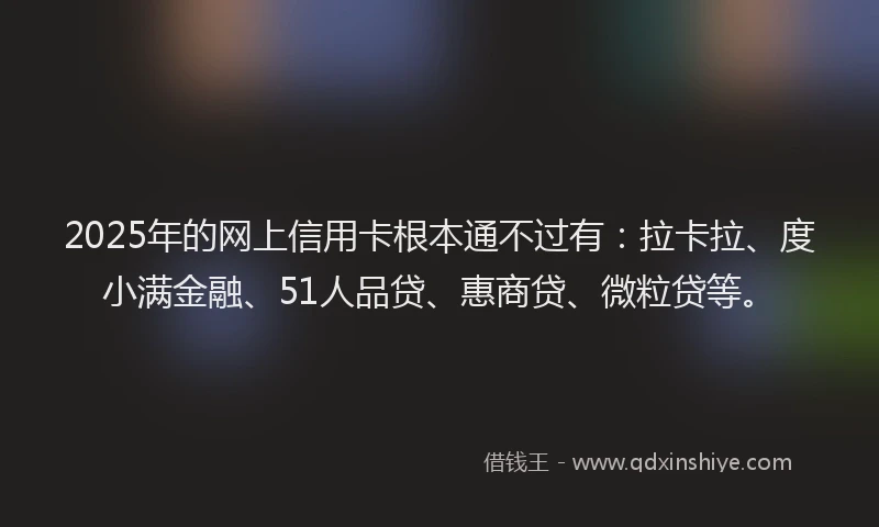 2025年的网上信用卡根本通不过有：拉卡拉、度小满金融、51人品贷、惠商贷、微粒贷等。