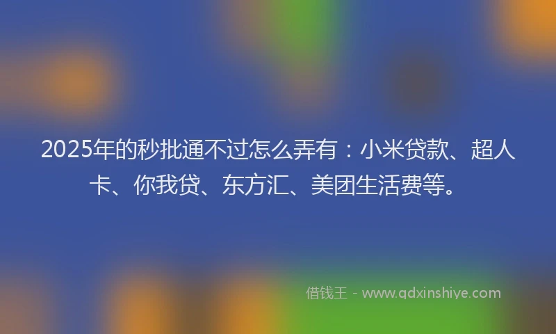 2025年的秒批通不过怎么弄有：小米贷款、超人卡、你我贷、东方汇、美团生活费等。
