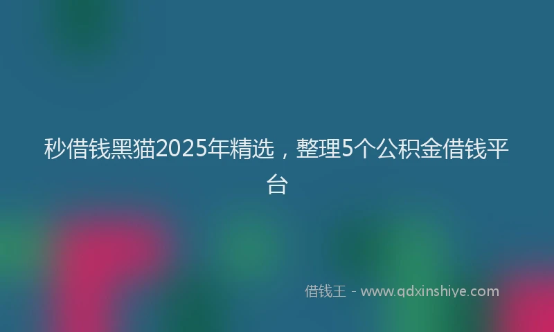 秒借钱黑猫2025年精选，整理5个公积金借钱平台