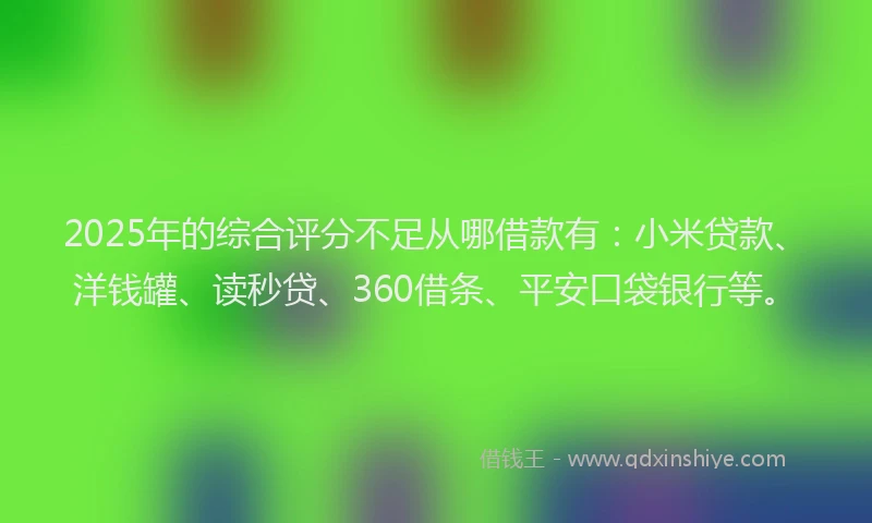 2025年的综合评分不足从哪借款有：小米贷款、洋钱罐、读秒贷、360借条、平安口袋银行等。