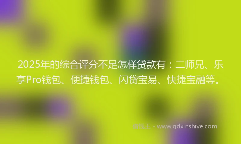 2025年的综合评分不足怎样贷款有：二师兄、乐享Pro钱包、便捷钱包、闪贷宝易、快捷宝融等。