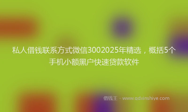 私人借钱联系方式微信3002025年精选，概括5个手机小额黑户快速贷款软件