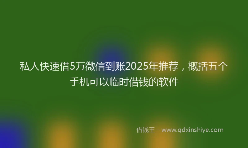 私人快速借5万微信到账2025年推荐，概括五个手机可以临时借钱的软件