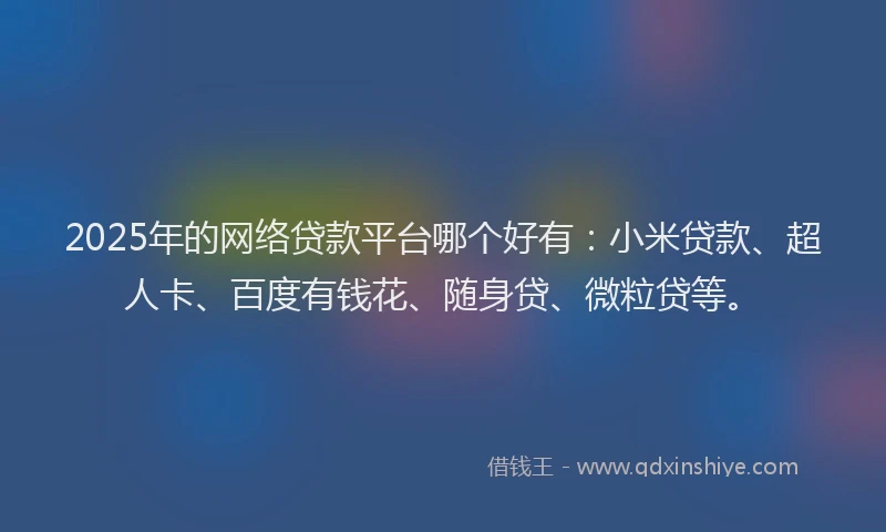 2025年的网络贷款平台哪个好有：小米贷款、超人卡、百度有钱花、随身贷、微粒贷等。
