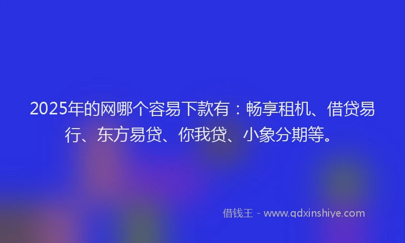 2025年的网哪个容易下款有：畅享租机、借贷易行、东方易贷、你我贷、小象分期等。